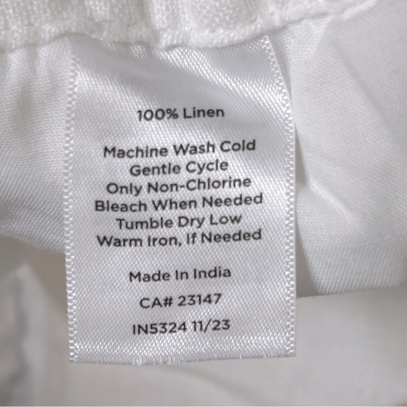 TALBOTS NANTUCKET WASHED LINEN WIDE LEG PANTS IN WHITE pockets summer vacation - Picture 9 of 9